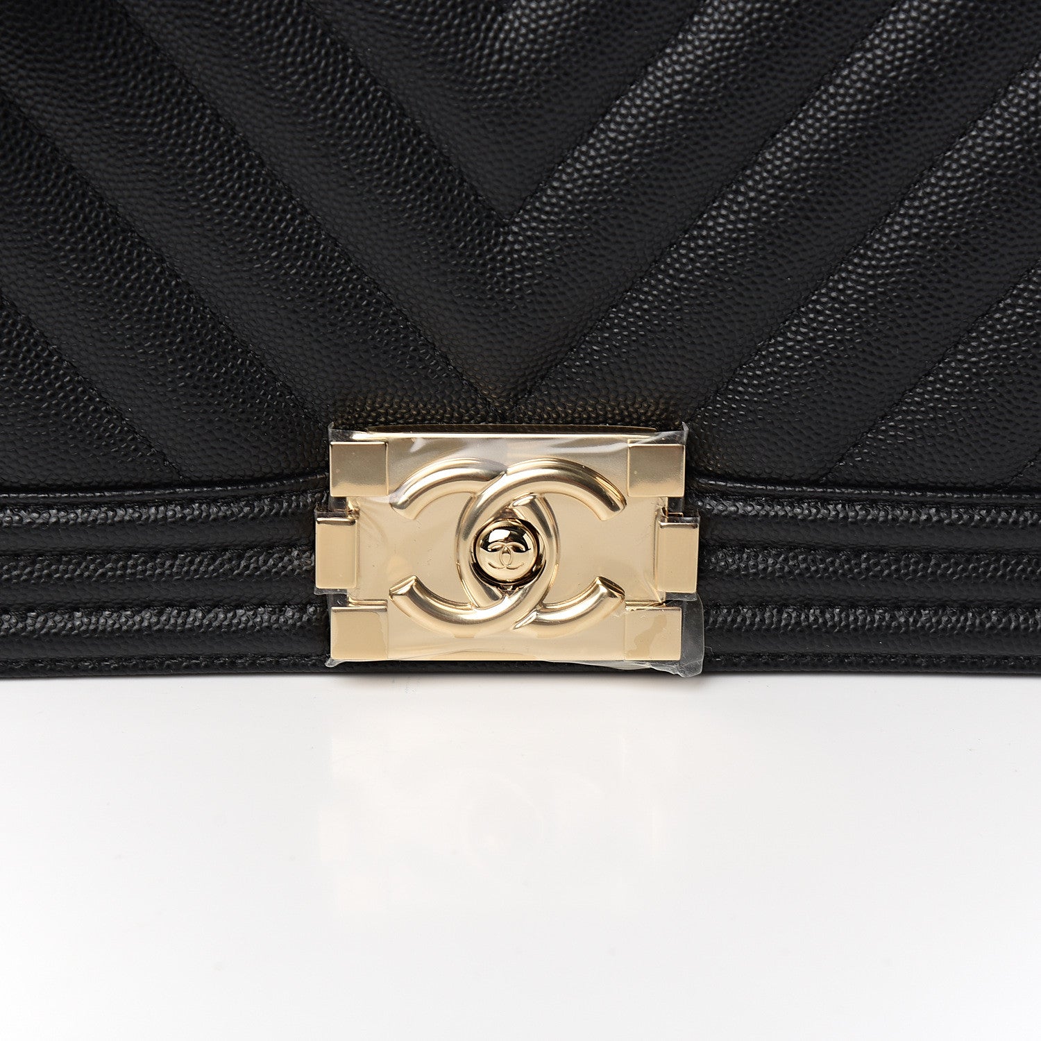 Chanel Caviar Chevron Quilted Medium Boy Flap Black 9 of 10