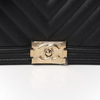 Chanel Caviar Chevron Quilted Medium Boy Flap Black 9 of 10
