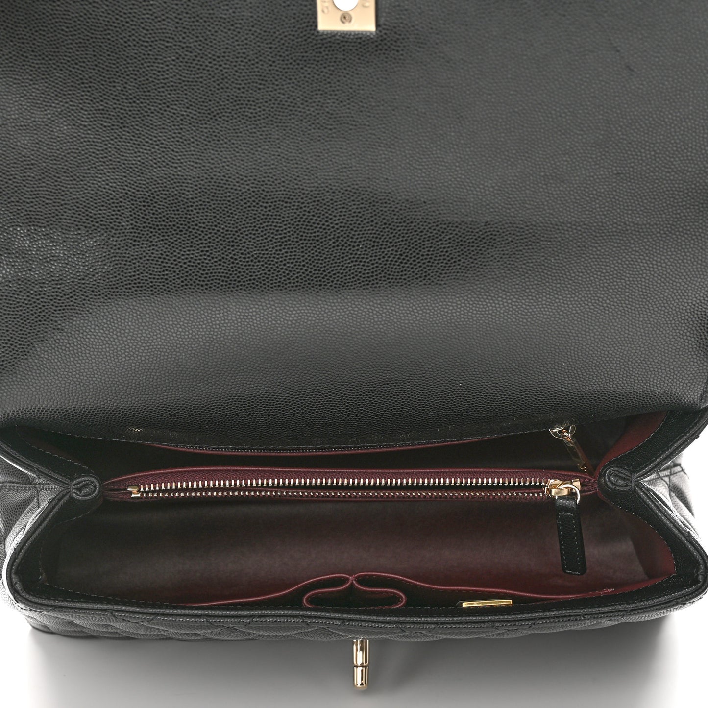 Caviar Quilted Small Coco Handle Flap Black