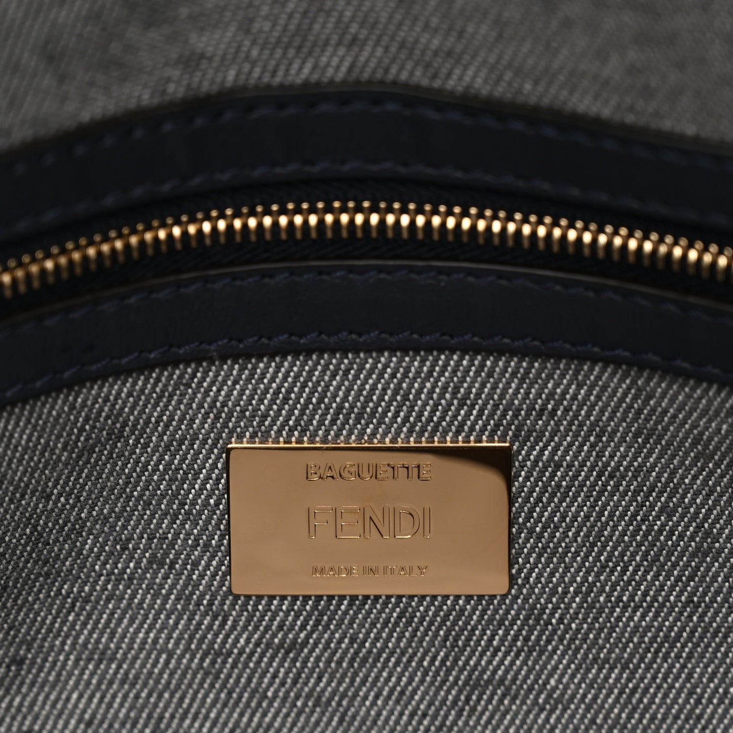 Chenille FF Embroidered Baguette Dark Blue Grey