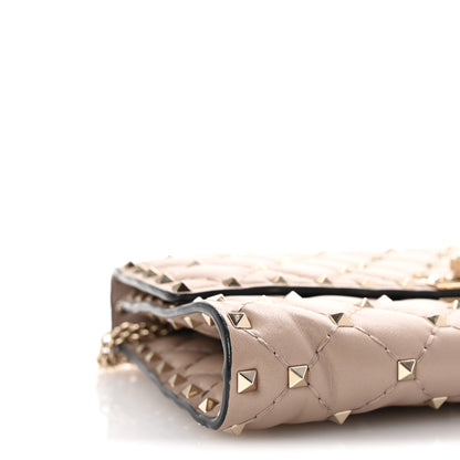 Valentino Garavani Lambskin Rockstud Spike Wallet on Chain Poudre 8 of 9