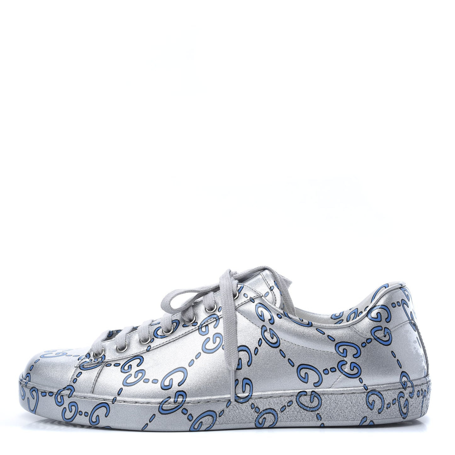 Miro Rubber Wax GucciGhost Print Mens New Ace Sneakers 9 Silver
