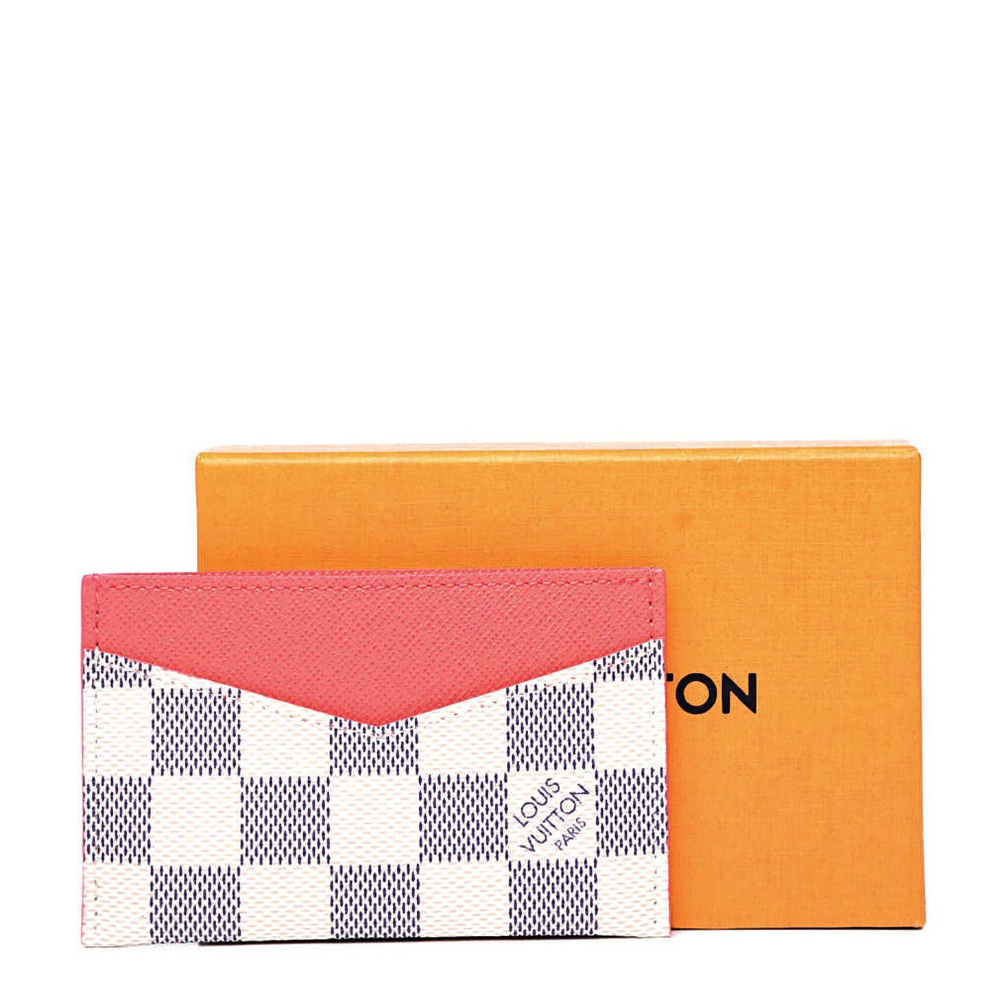Damier Azur Daily Card Holder Rose Papaye