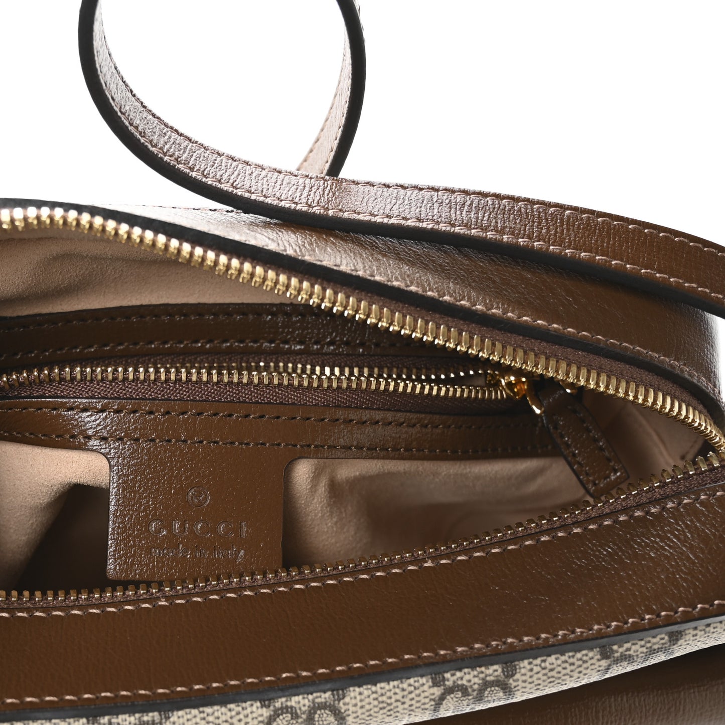 GG Supreme Monogram Small Horsebit 1955 Shoulder Bag Beige Brown Sugar