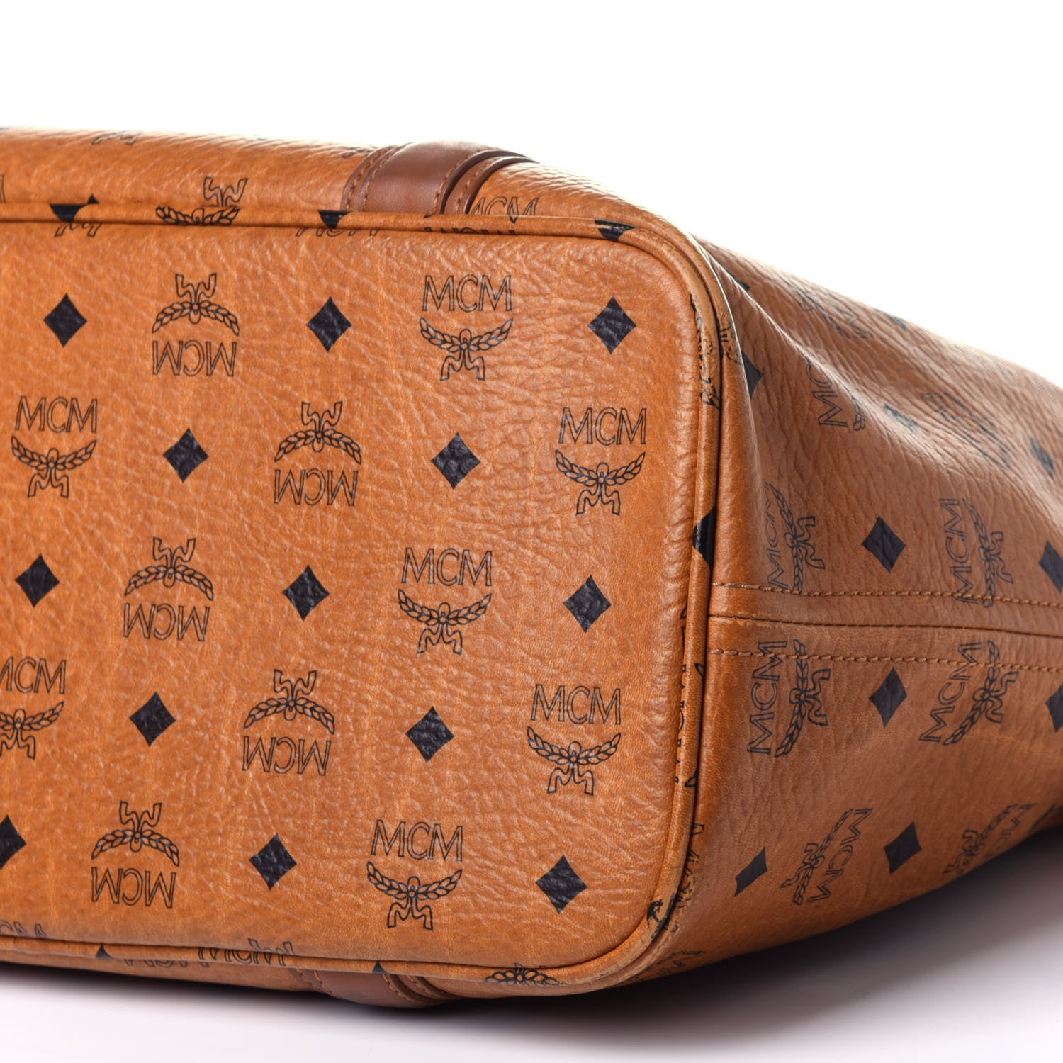MCM Visetos Shopping Tote Cognac 9 of 10