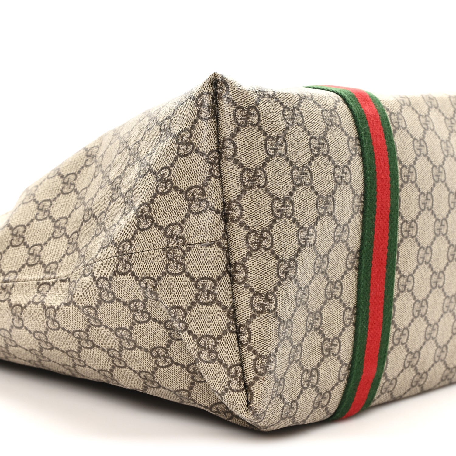 Gucci Tender GG Supreme Monogram Textured Dollar Calfskin Web Tote Beige Ebony New Acero 8 of 10