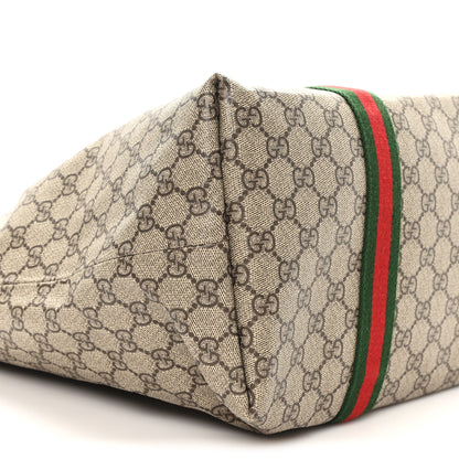 Gucci Tender GG Supreme Monogram Textured Dollar Calfskin Web Tote Beige Ebony New Acero 8 of 10