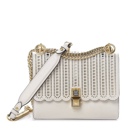 Fendi Vitello Grace Openwork Small Kan I Shoulder Bag White Ice 1 of 12