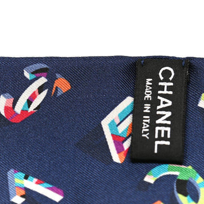 Chanel Silk CC Slim Bandeau Scarf Navy Blue Multicolor 4 of 4