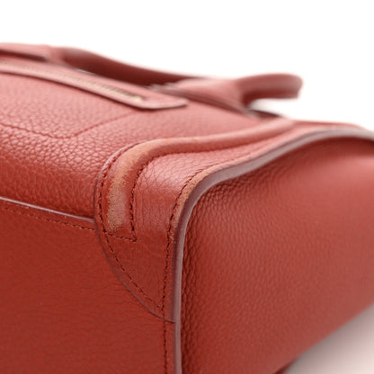 Celine Drummed Calfskin Nano Luggage Red 10 of 17