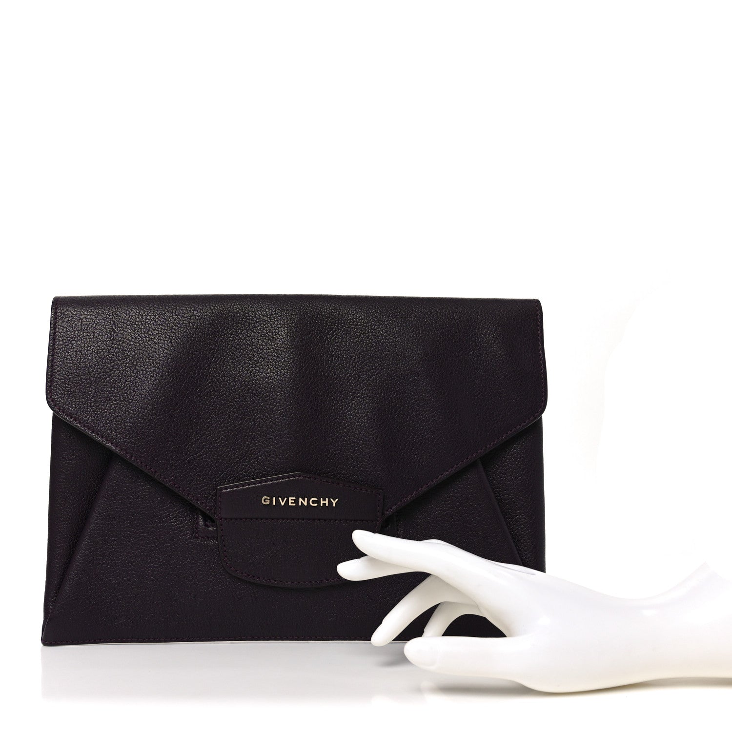 Givenchy Sugar Goatskin Medium Antigona Envelope Clutch Aubergine