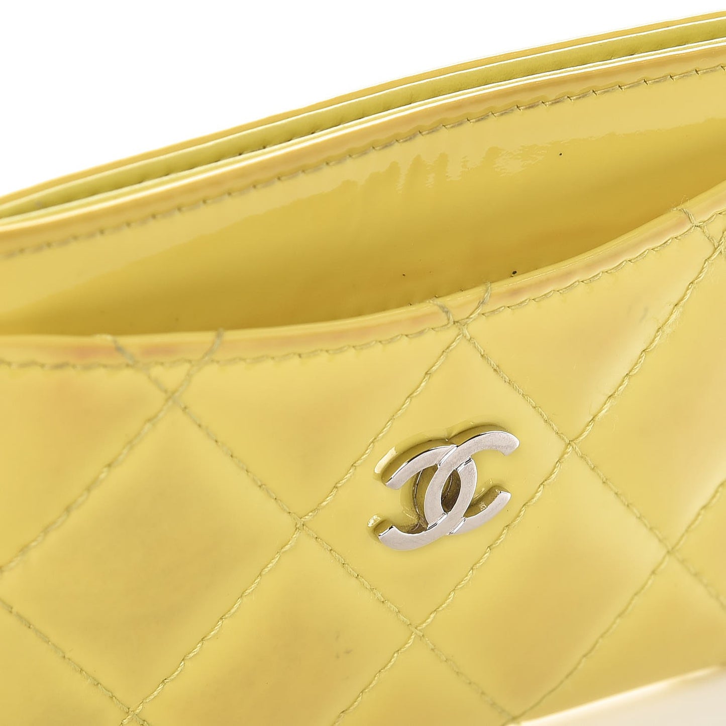 Patent Quilted Card Holder Yellow