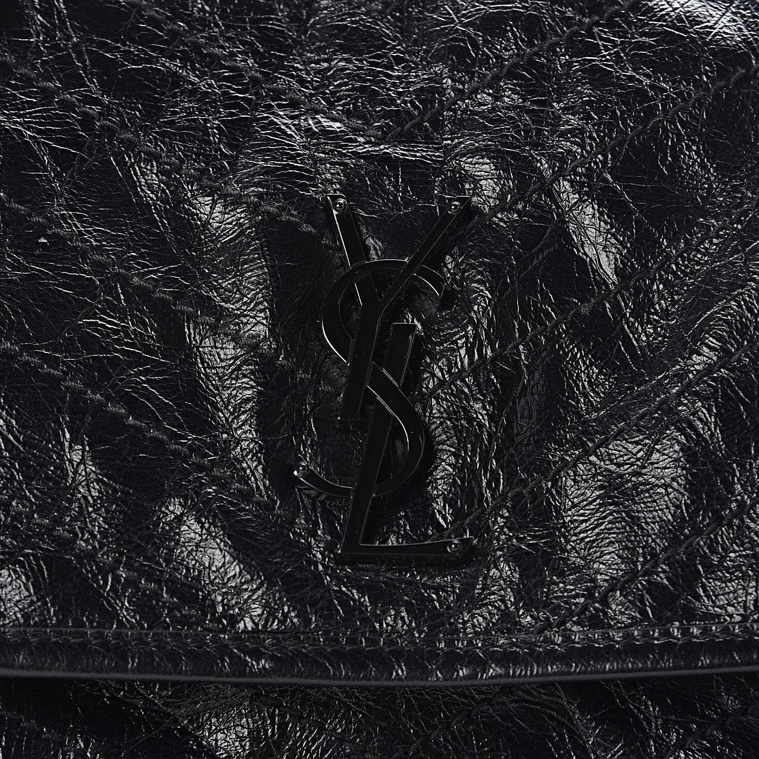 Saint Laurent Crinkled Calfskin Matelasse Monogram Medium Niki Chain Satchel Black 8 of 10
