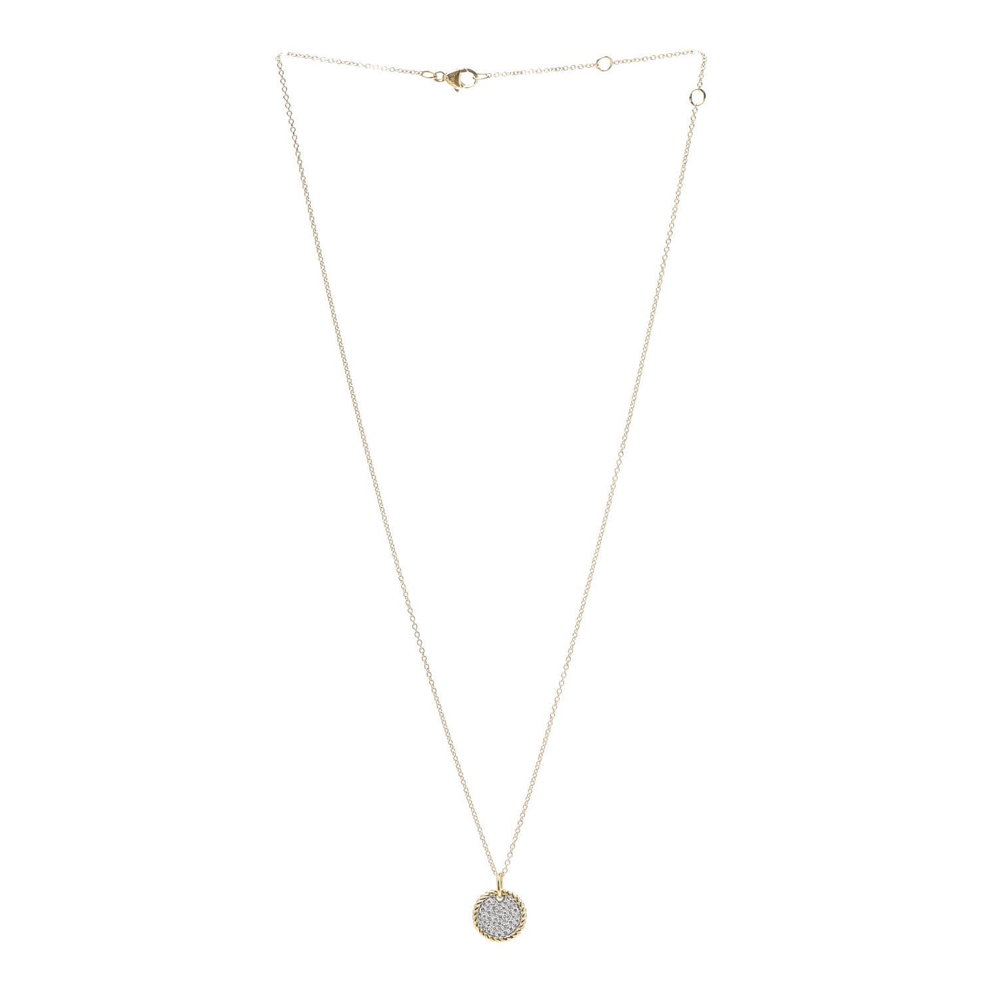 18K Yellow Gold Diamond Cable Collectibles Pave Charm Pendant Necklace