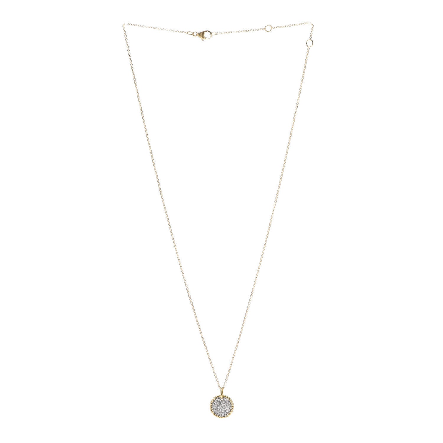 David Yurman 18K Yellow Gold Diamond Cable Collectibles Pave Charm Pendant Necklace 3 of 6