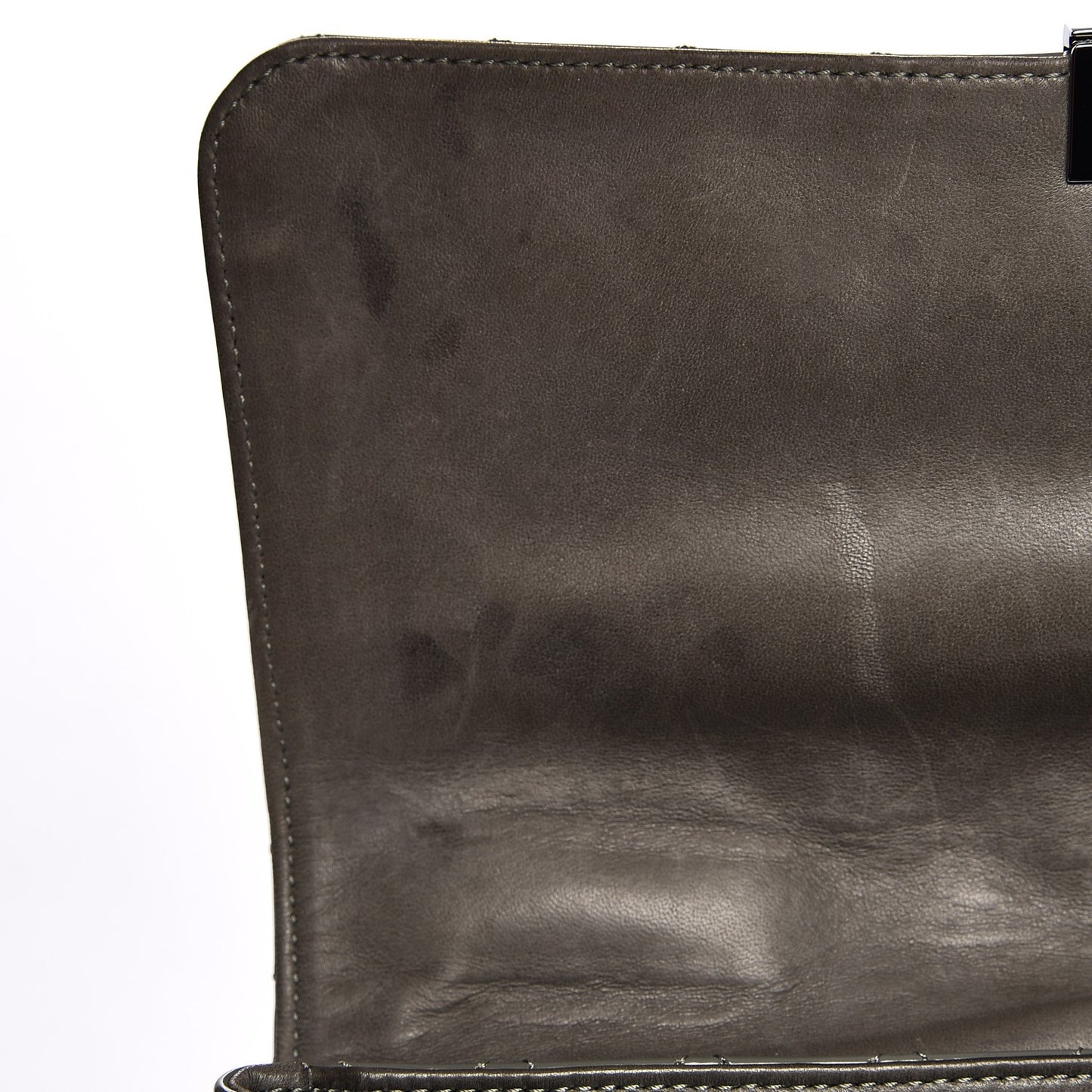 Glazed Calfskin Mademoiselle Lock Kelly Flap Bag Grey