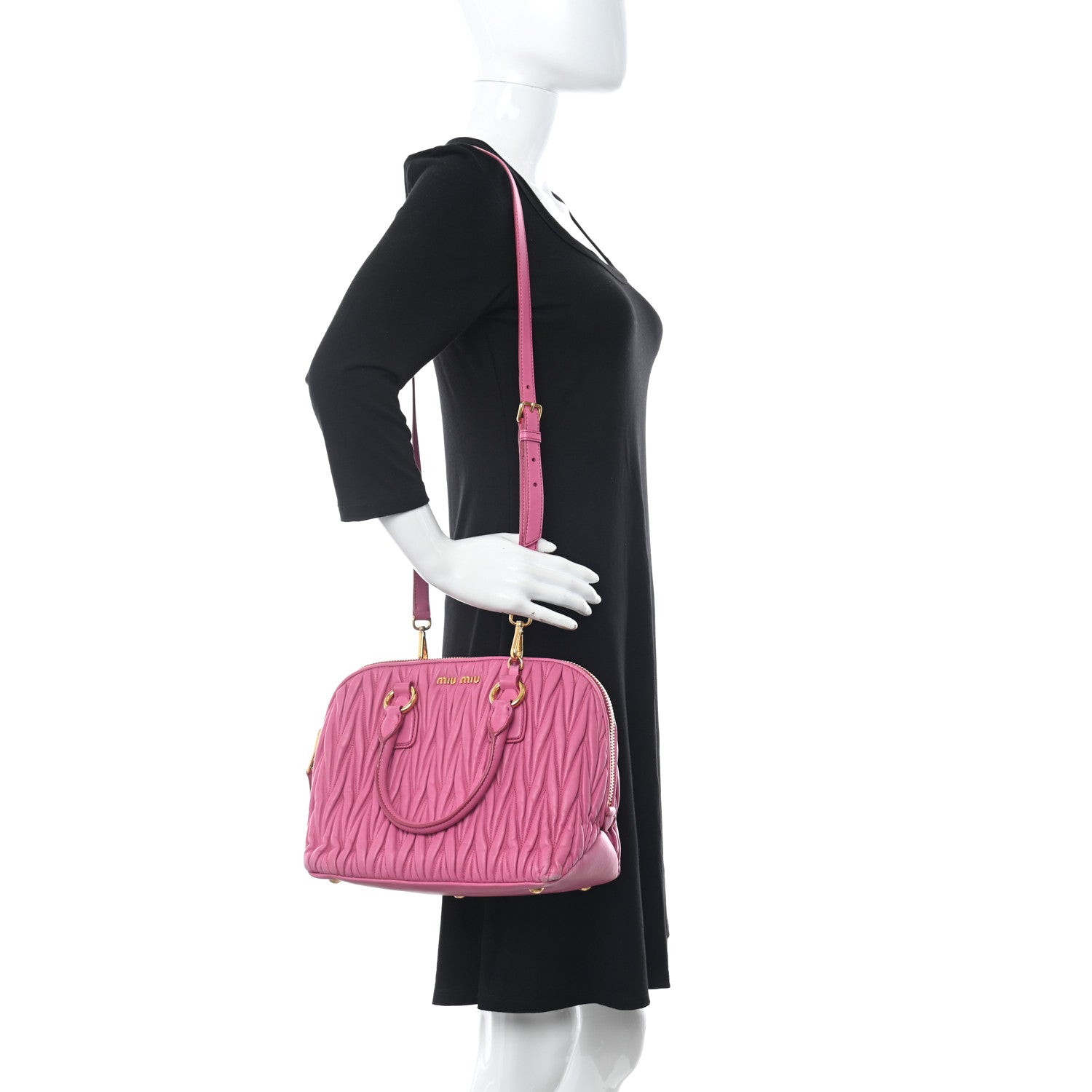 Miu Miu Nappa Matelasse Lux Mini Crossbody Tote Peonia 2 of 15