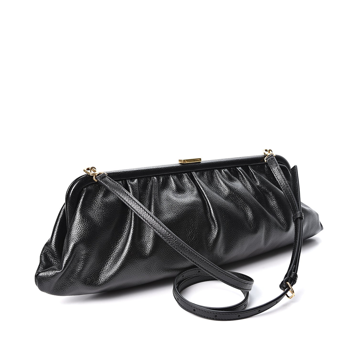 Grained Calfskin Logo XL Cloud Clutch Black