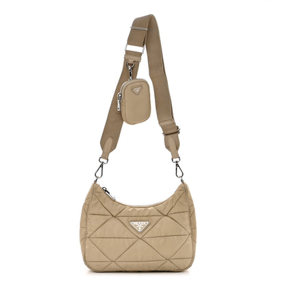 Prada Re-Nylon Triangle Quilted Padded Patchwork System Shoulder Bag Deserto 1 of 10