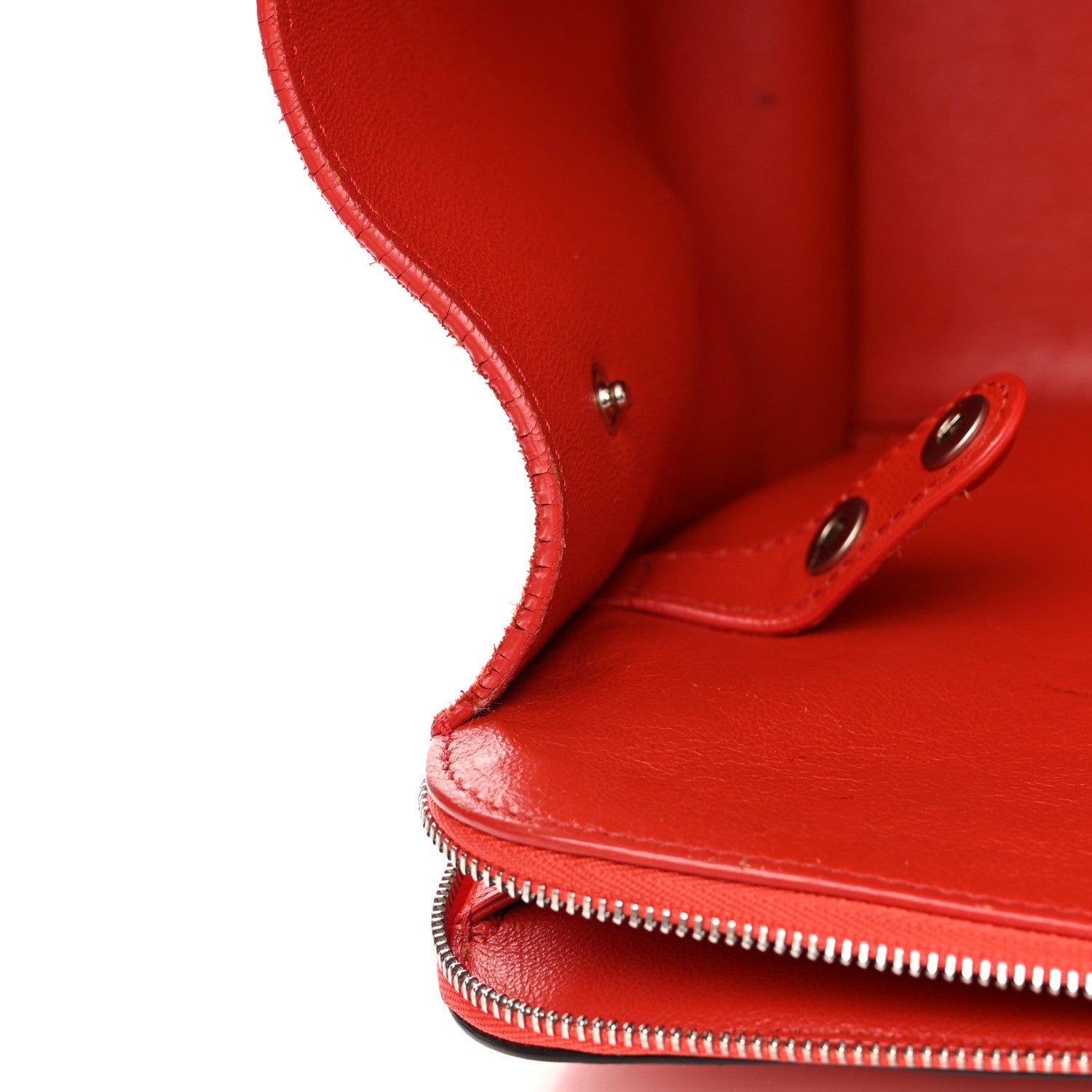 Celine Drummed Calfskin Suede Double Zip Trapeze Vermillion 15 of 19