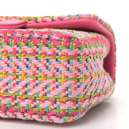 Chanel Cotton Mixed Fibers Woven Mini Rectangular Flap Pink Green 9 of 9