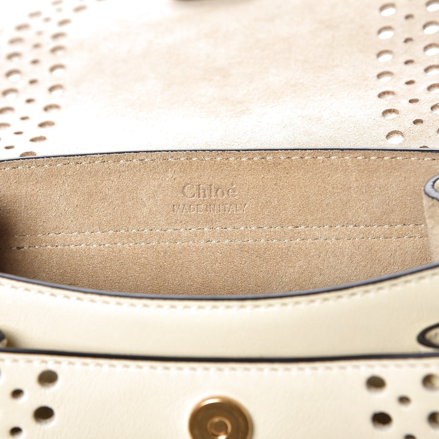 Calfskin Perforated Mini Hudson Shoulder Bag White