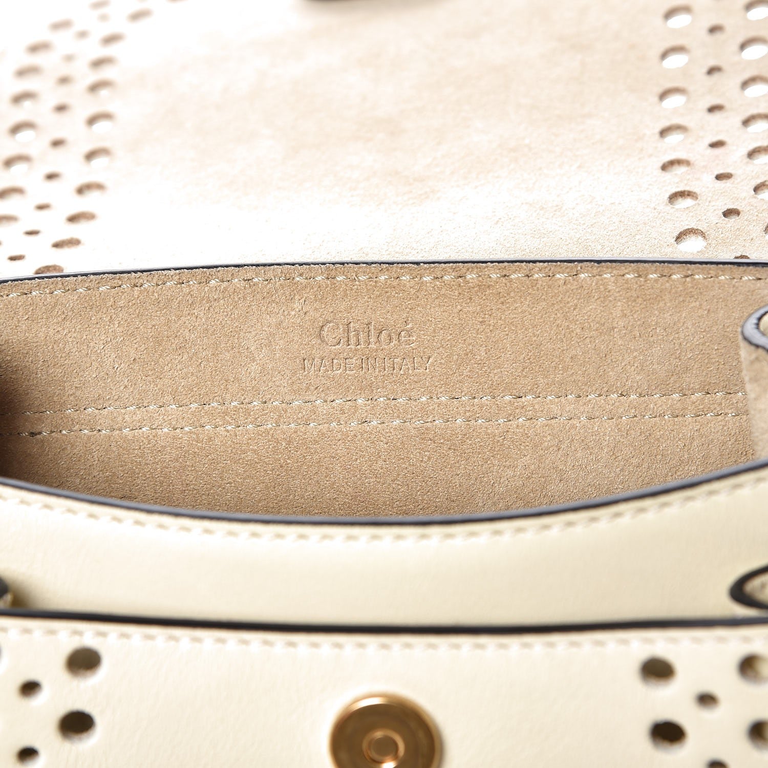 Chloe Calfskin Perforated Mini Hudson Shoulder Bag White 7 of 9