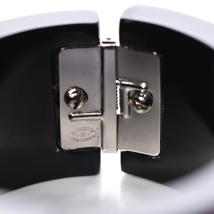 Chanel Resin CC Cuff Bracelet Black Yellow Pink 5 of 5
