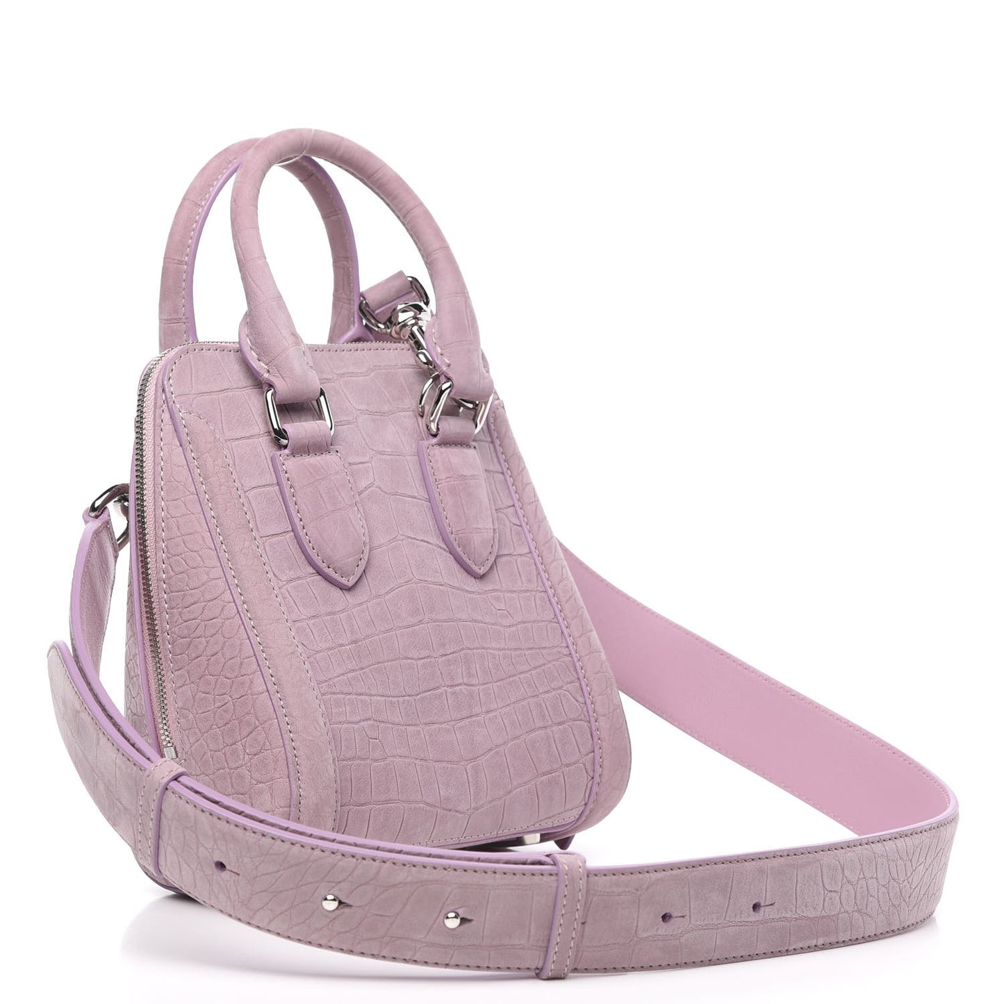 Crocodile Embossed Nubuck Mini Heroine Shoulder Bag Lilac