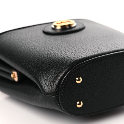 Gucci Textured Dollar Calfskin Bamboo Mini Marina Bucket Bag Black 8 of 9