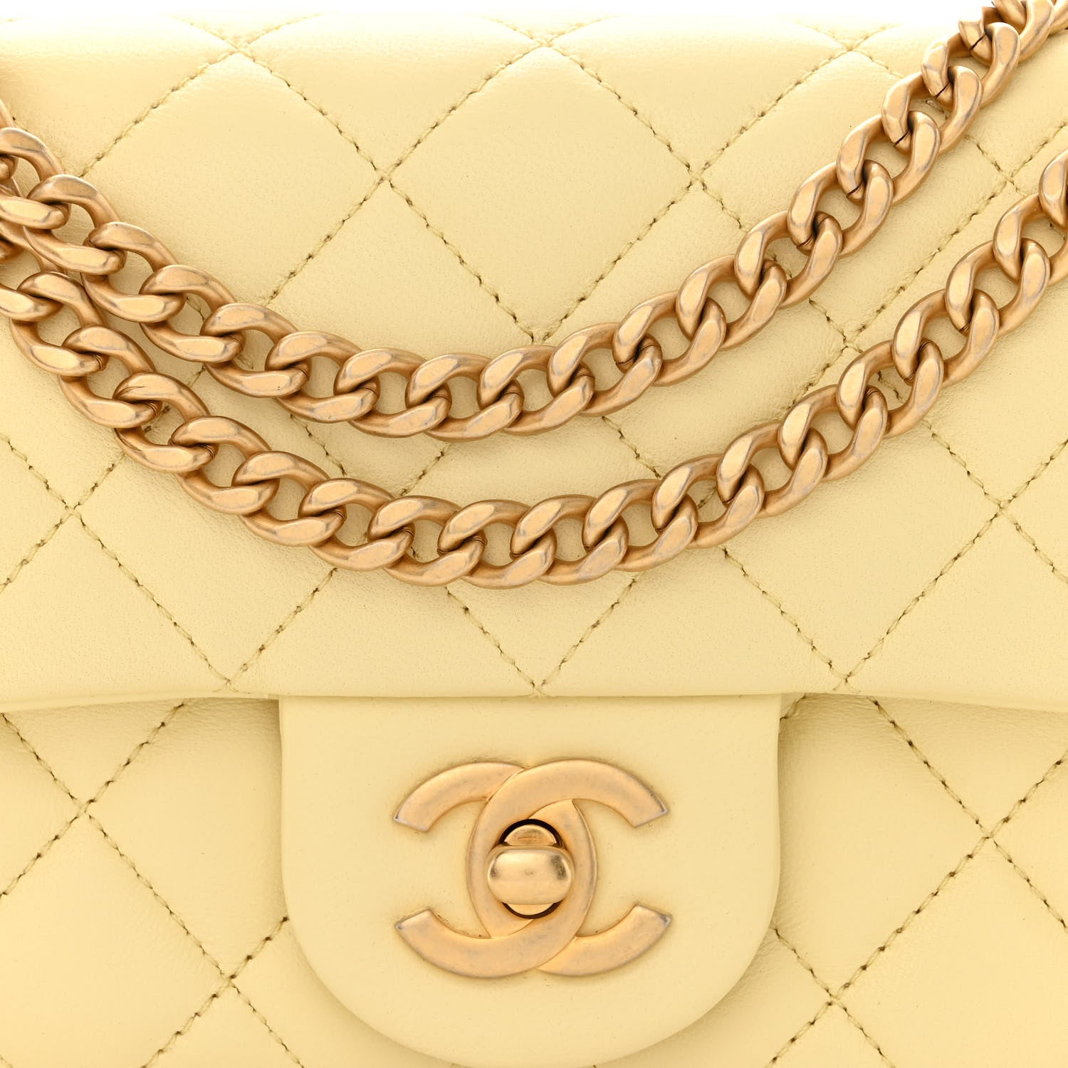 Chanel Lambskin Quilted Mini Rectangular Sweet Camellia Flap Yellow 8 of 10