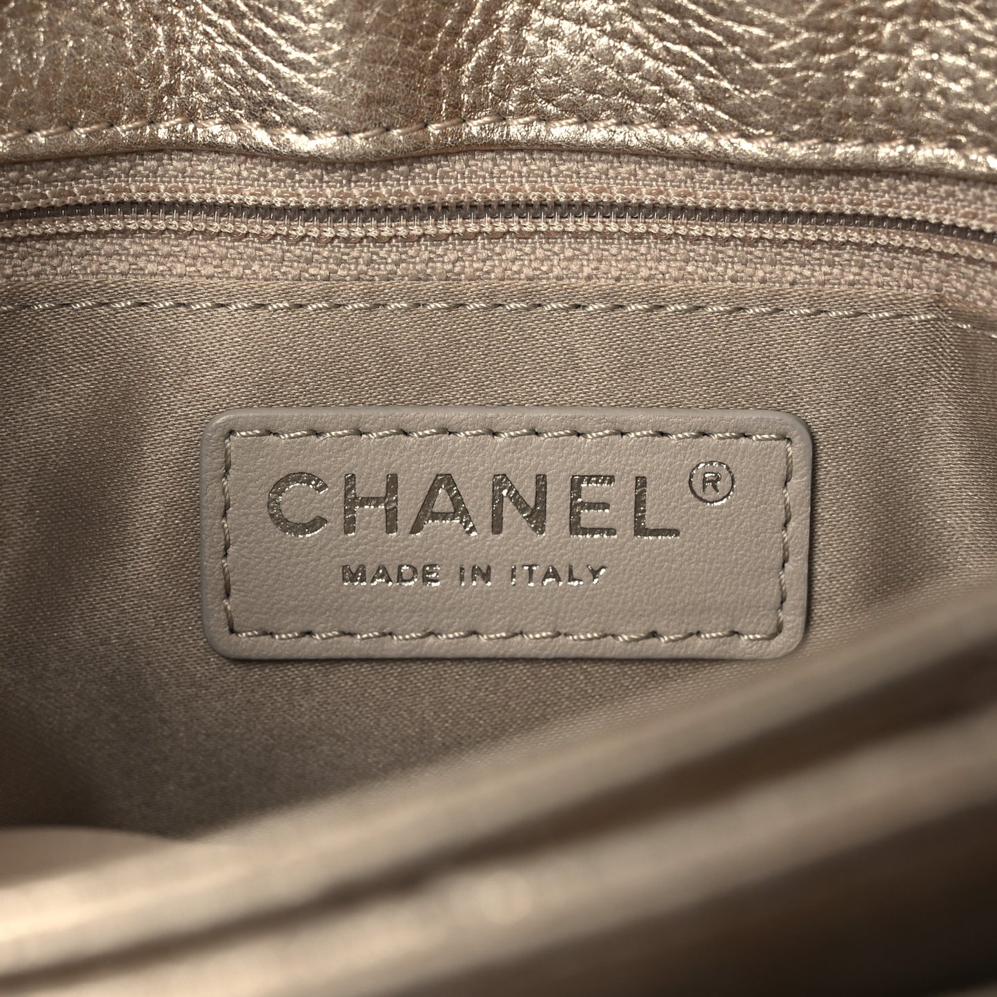 Metallic Calfskin Quilted Flap Clutch With Chain Light Gold