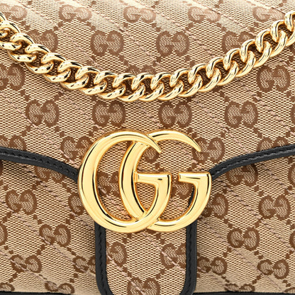 Gucci Monogram Matelasse Diagonal Small GG Marmont Shoulder Bag Beige Black 8 of 10