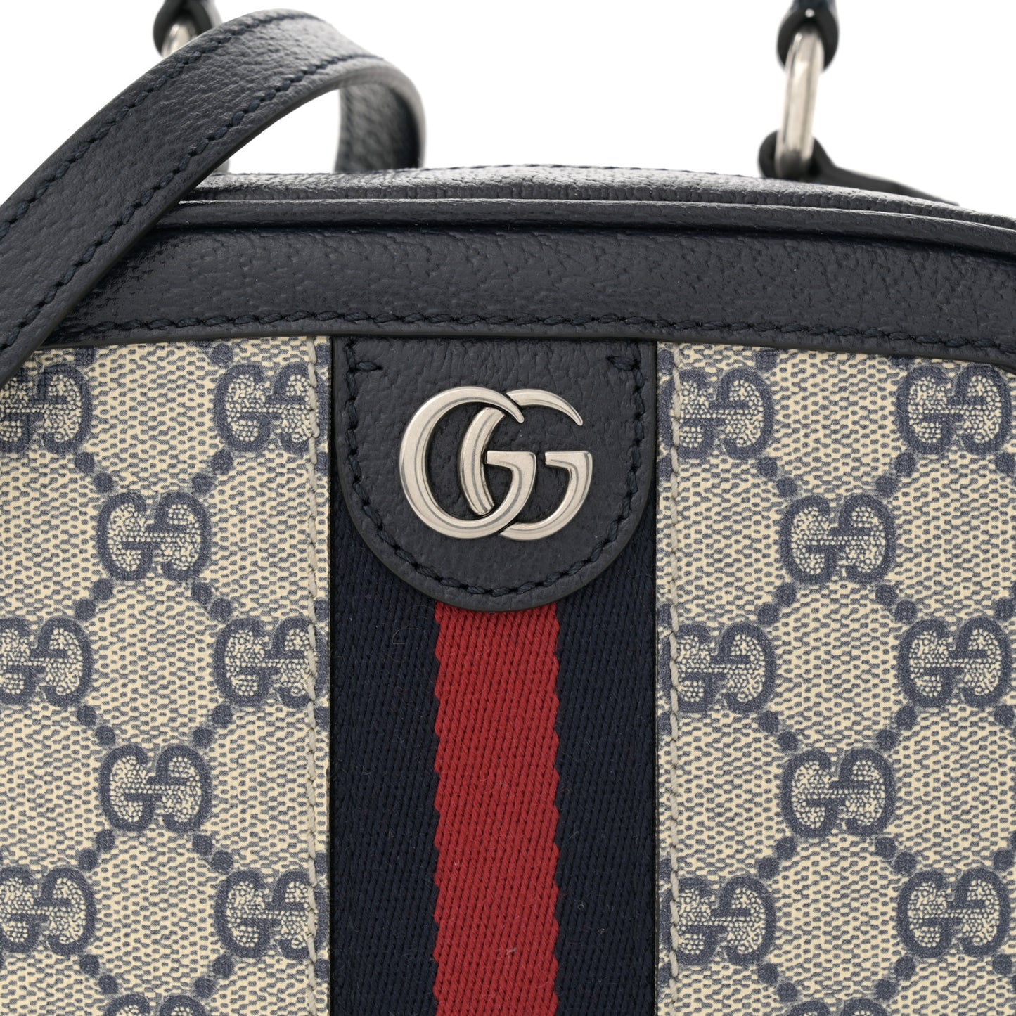 GG Supreme Monogram Mini Ophidia Top Handle Square Shoulder Bag Beige Blue