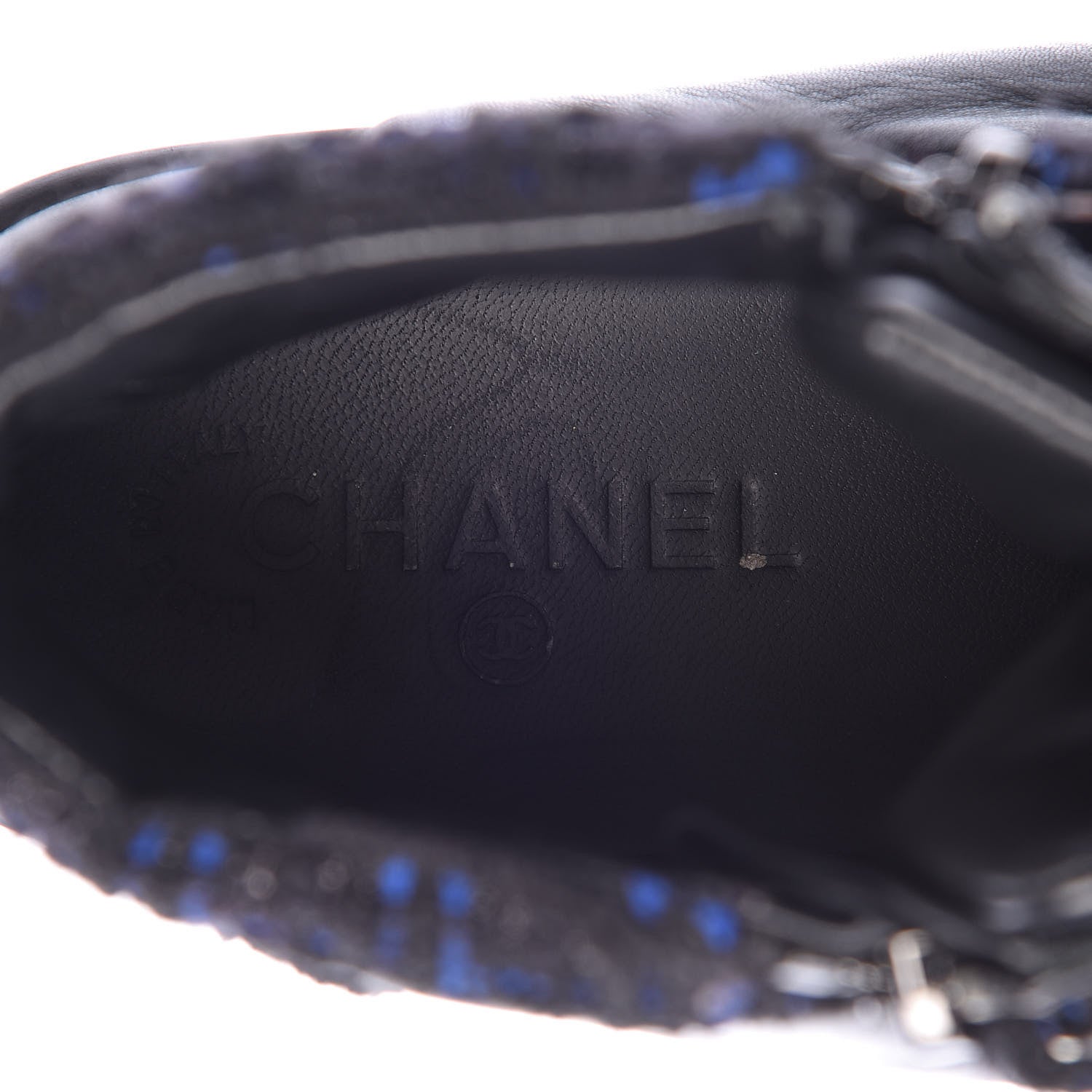 Chanel Calfskin Tweed Womens Zipped Sneakers 40 Black 9 of 11