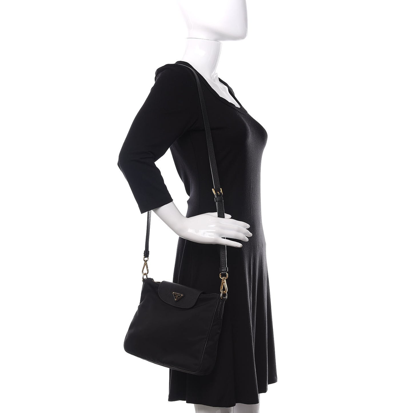 Tessuto Nylon Saffiano Crossbody Bag Black