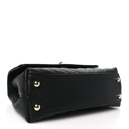 Chanel Caviar Chevron Quilted Mini Coco Handle Flap Black 4 of 11