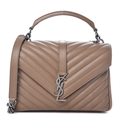 Saint Laurent Sheepskin Matelasse Chevron Monogram Medium College Bag Fard 1 of 12