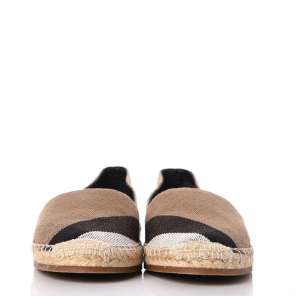 Burberry Canvas House Check Hodgeson Brit Espadrille Flats 39.5 Dark Tan 2 of 13
