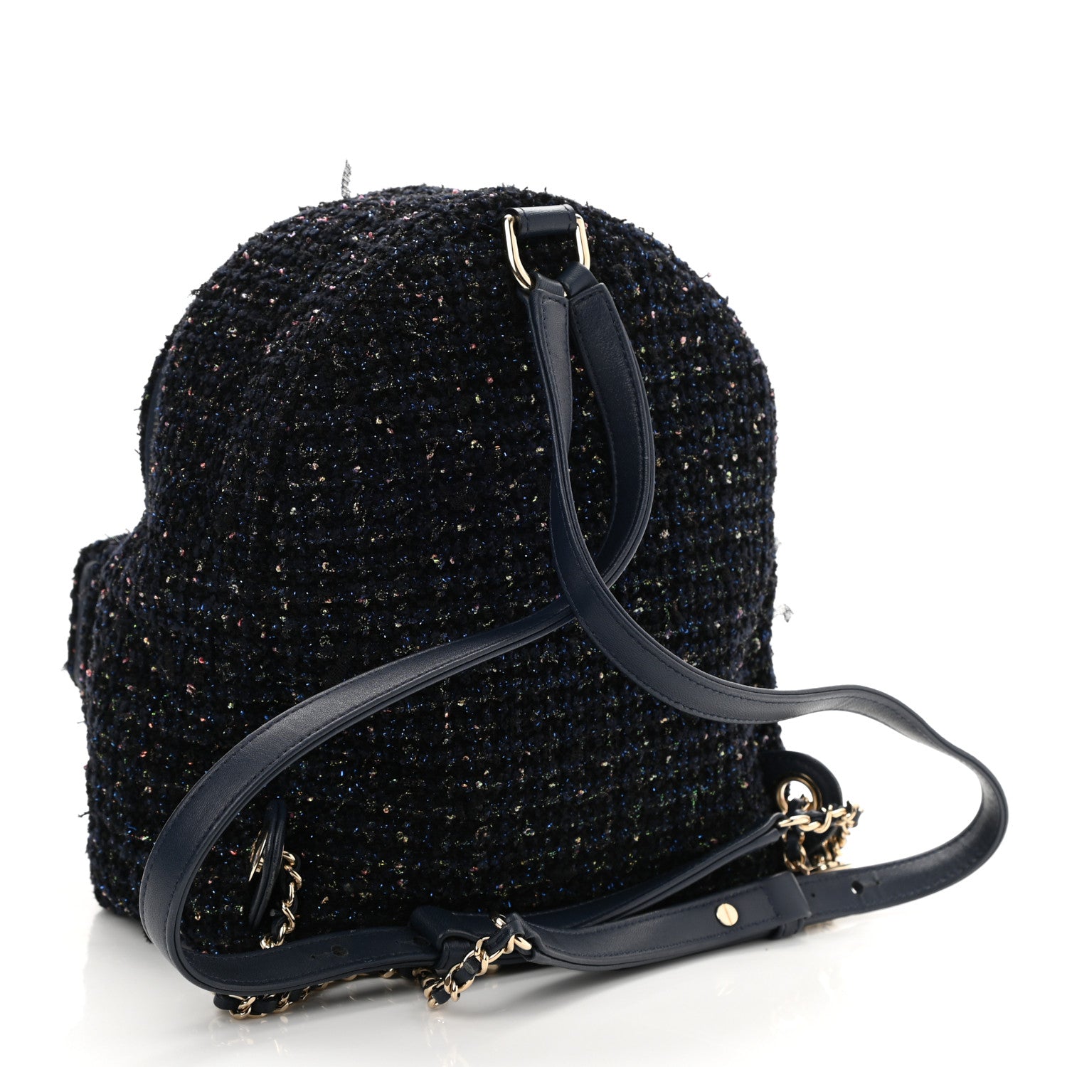 Chanel Tweed Front Pocket Backpack Navy 3 of 10