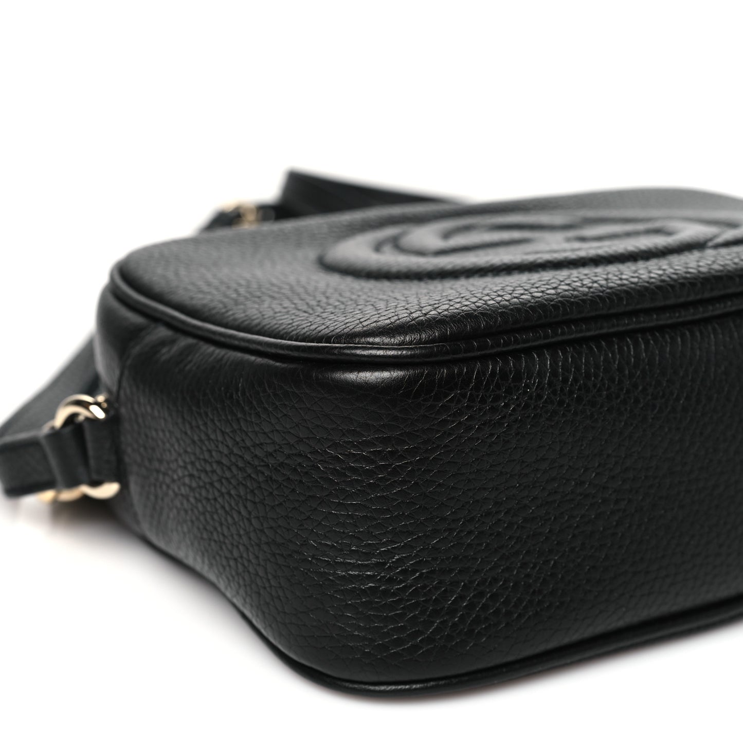 Pebbled Calfskin Small Soho Disco Bag Black