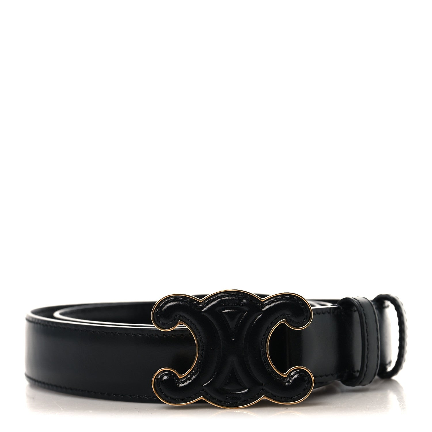 Celine Box Calfskin Medium 25mm Triomphe 75 30 Belt Black 1 of 7