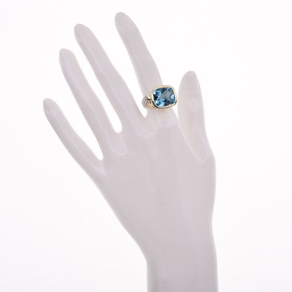David Yurman Sterling Silver 14K Yellow Gold Blue Topaz 14mm Noblesse Ring 53 6.25 2 of 6