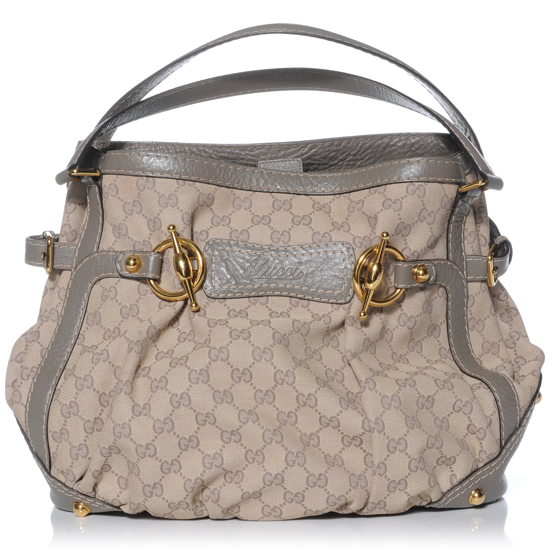 Gucci Monogram Medium Jockey Tote Grey 1 of 8