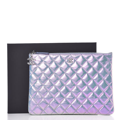 Chanel Iridescent Crumpled Calfskin Medium Cosmetic Case Purple 10 of 10