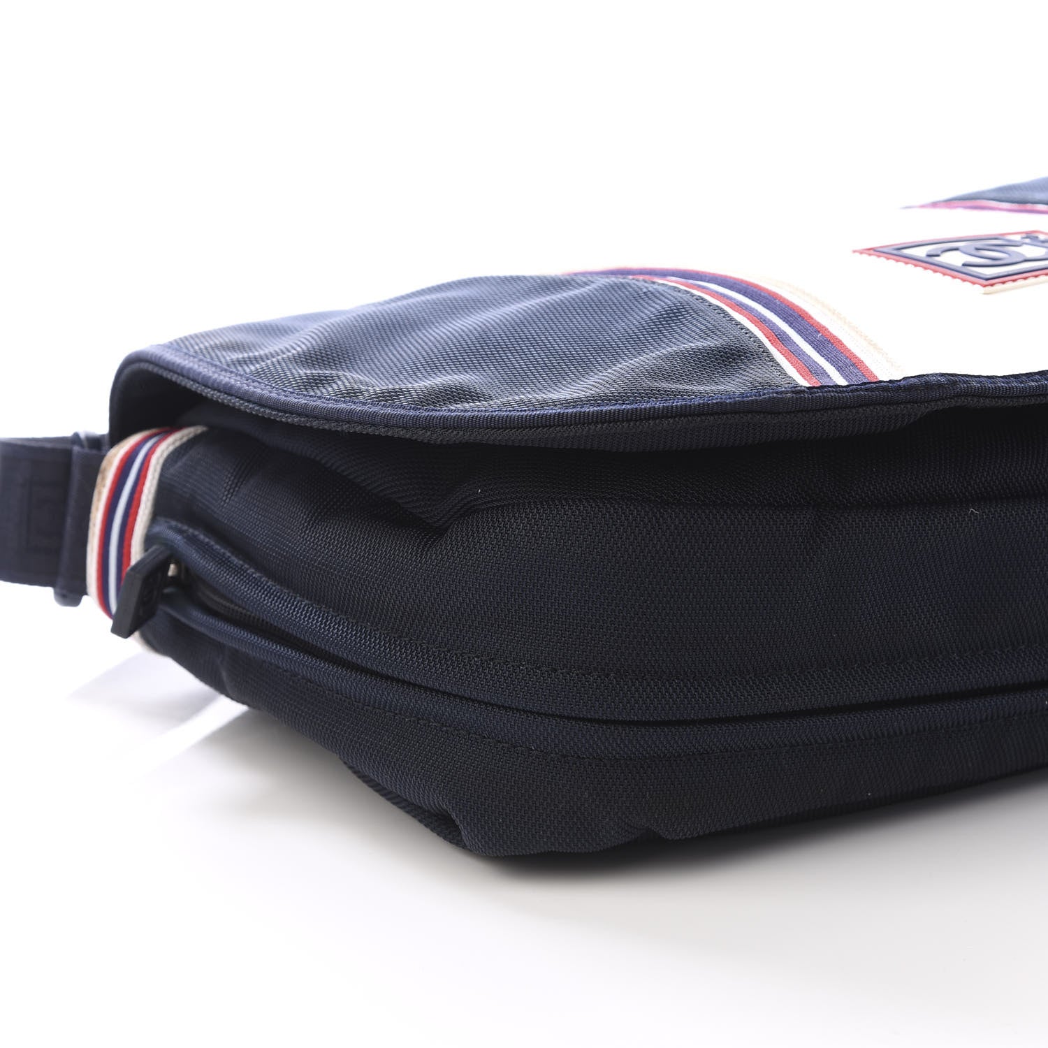 Chanel Canvas Nylon Expandable Sport Messenger Navy Off White 5 of 10