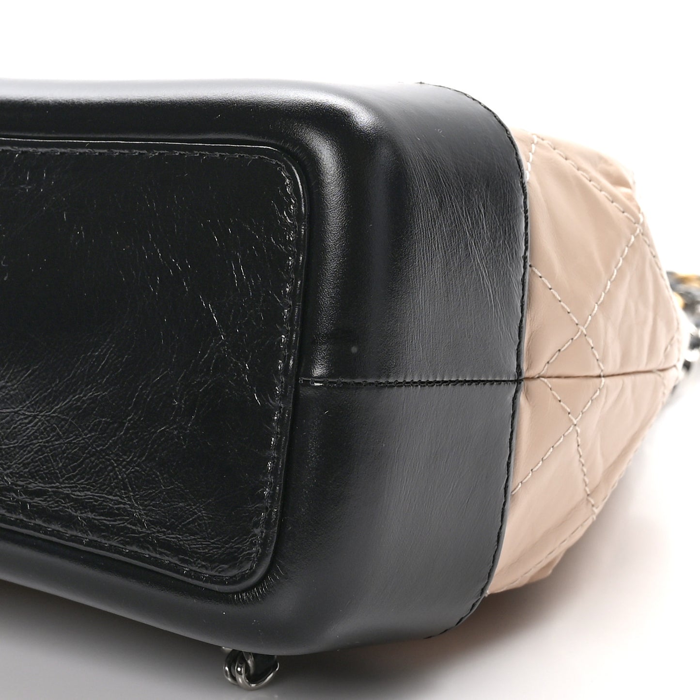 Aged Calfskin Quilted Small Gabrielle Backpack Beige Black