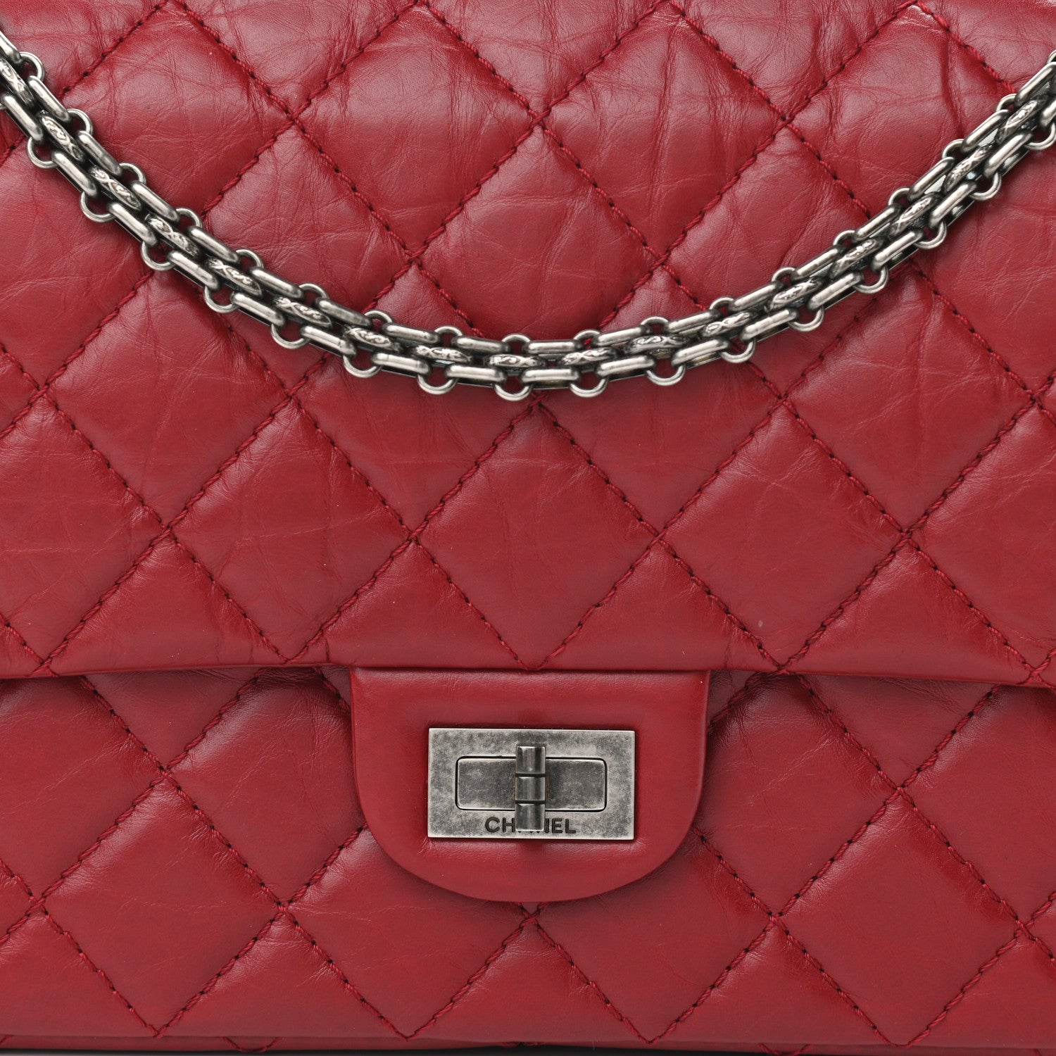 Chanel Aged Calfskin Quilted 2.55 Reissue 226 Flap Red 7 of 13