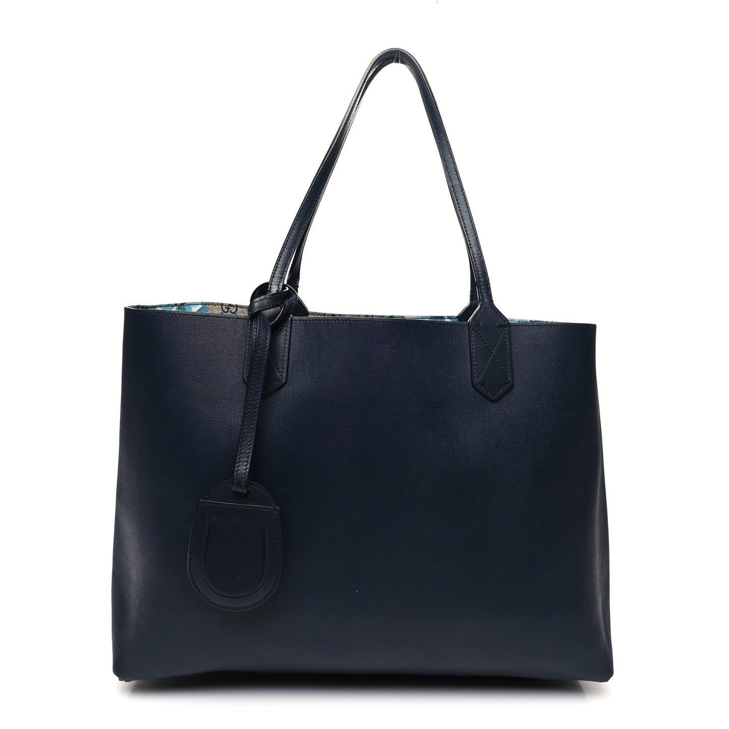 GG Supreme Monogram Blooms Medium Reversible Tote Beige Blue Navy