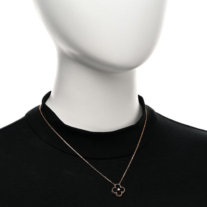 Van Cleef & Arpels 18K Rose Gold Diamond Black Onyx Vintage Alhambra Pendant Necklace 2 of 4